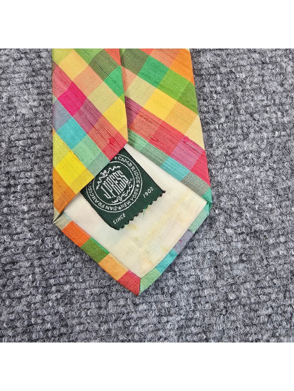J. Press Madras Plaid Necktie Multicolor Preppy Ivy Style 3.25 in - Picture 3 of 4